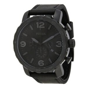 Reloj Fossil Nate JR1354 Cuero Hombre Negro
